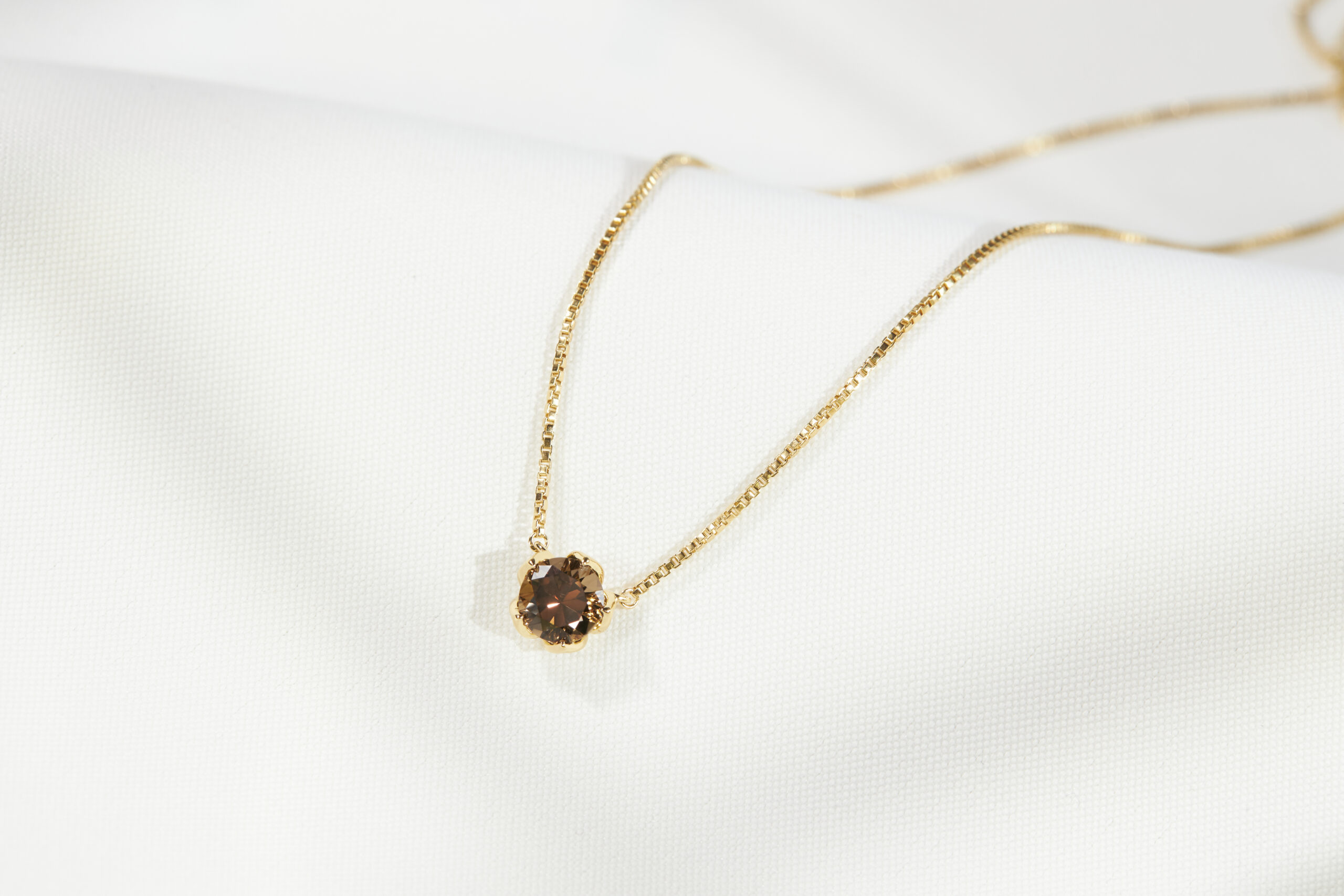 18K Gold Vermeil Sparkle Borage Smoky Quartz Necklace