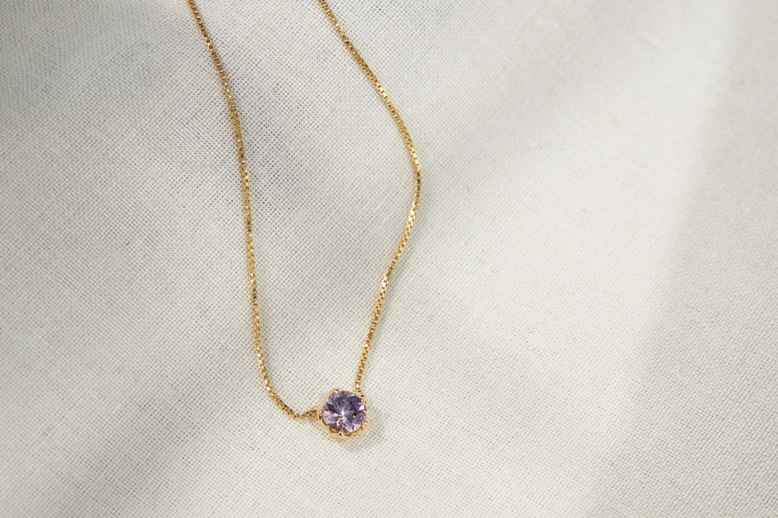 18K Gold Vermeil Sparkle Borage Lavender Amethyst Necklace