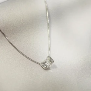 Sterling Silver Emerald-Cut White Topaz Necklace