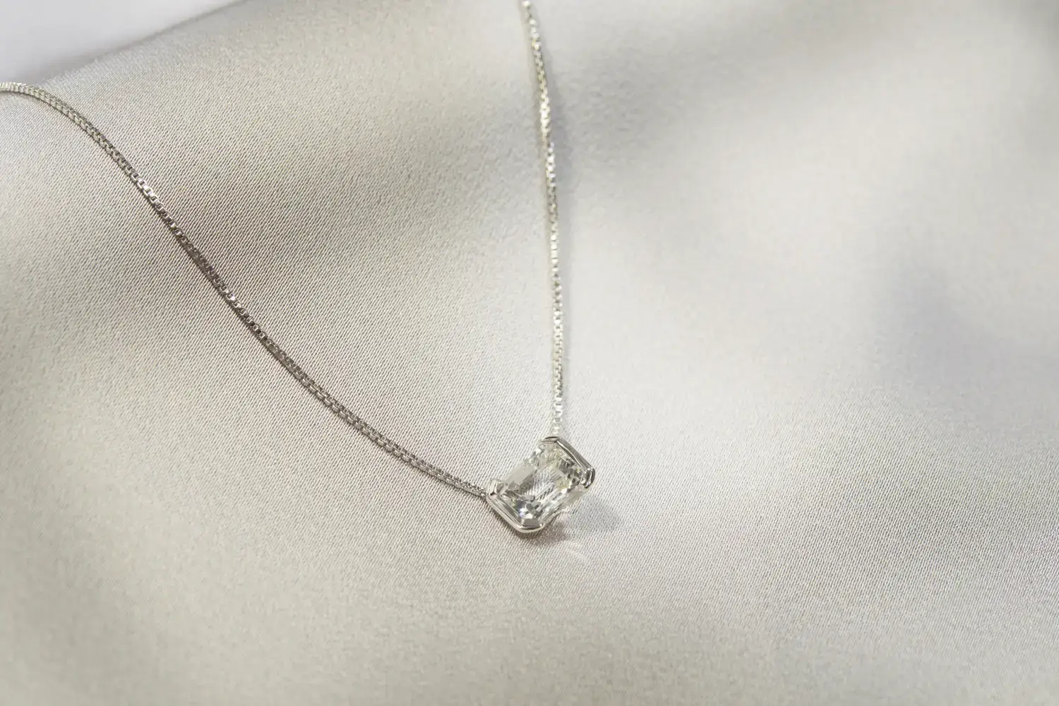 Sterling Silver Emerald-Cut White Topaz Necklace