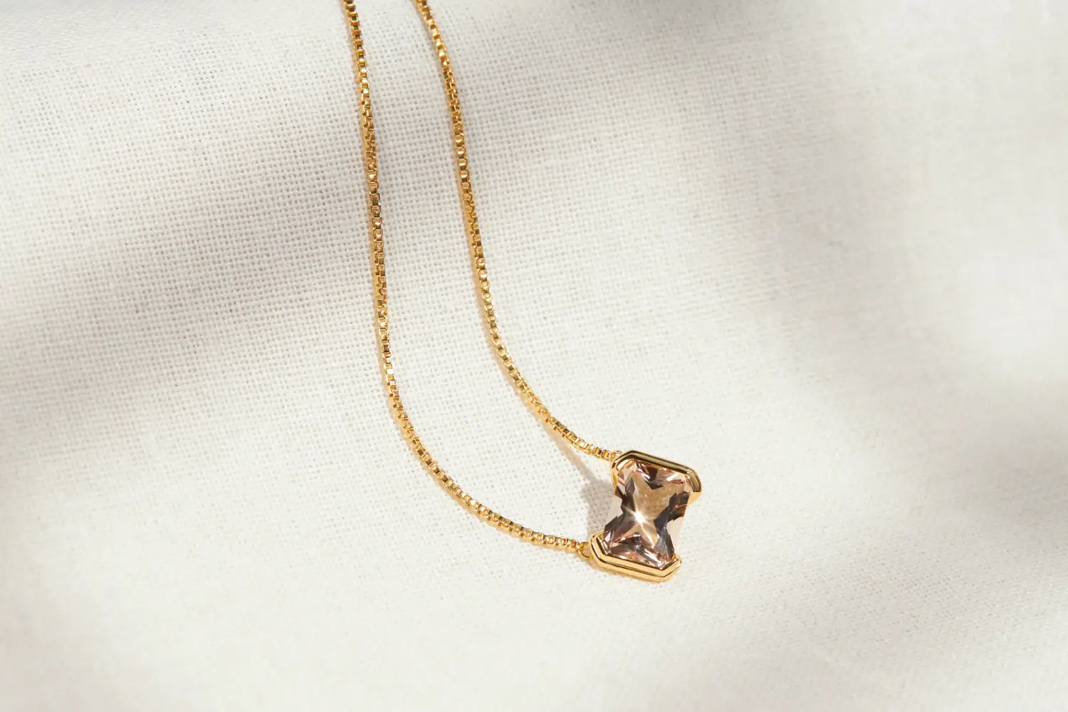 18K Gold Vermeil Octagonal Morganite Necklace