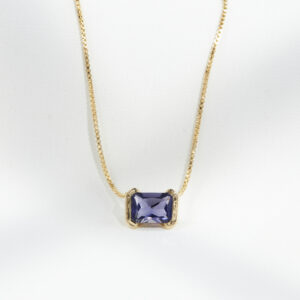 18K Gold Vermeil Octagonal Iolite Necklace