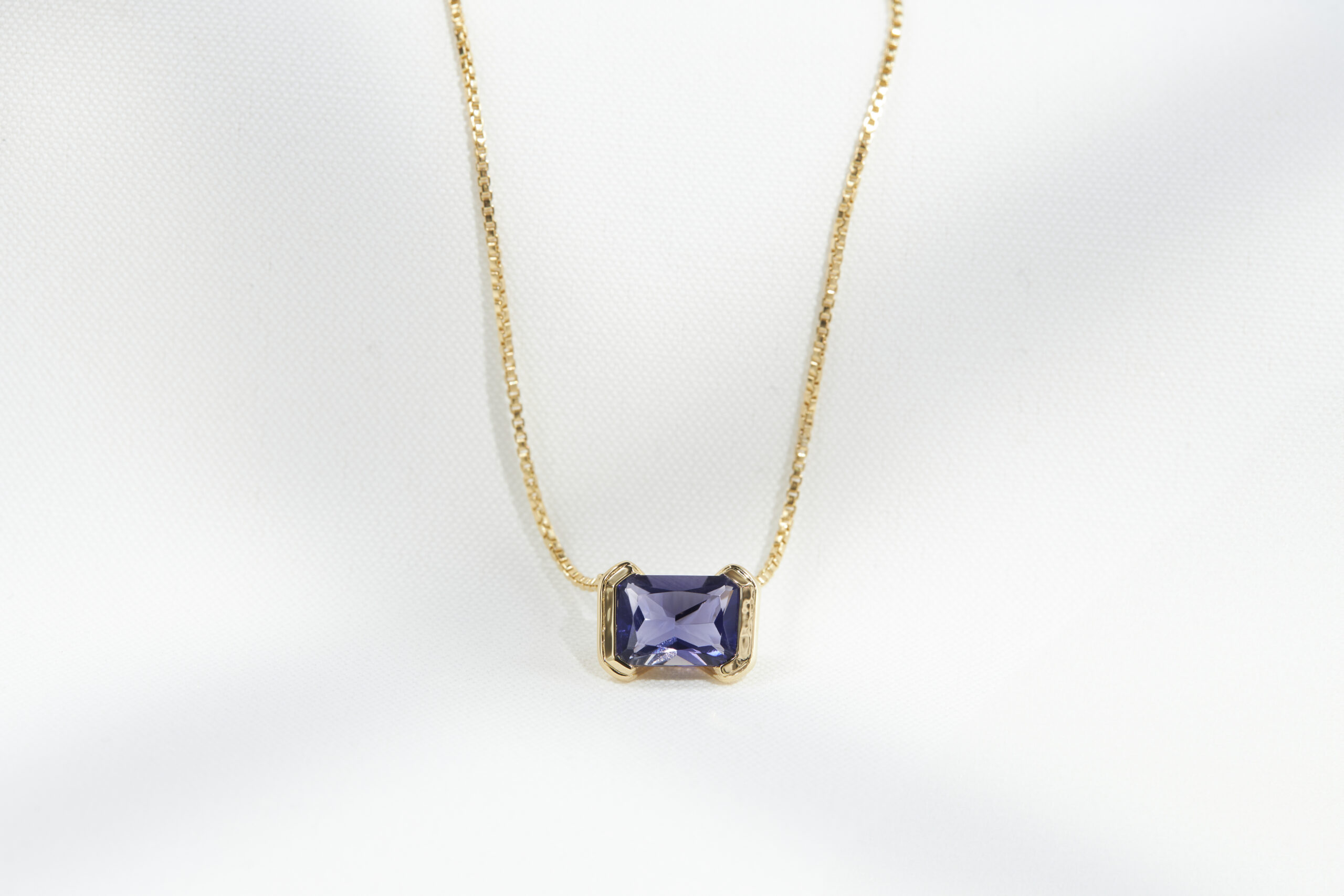 18K Gold Vermeil Octagonal Iolite Necklace